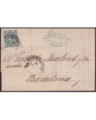 Z306 ESPAÑA SPAIN 1876 MANRESA TO BARCELONA WAR TAX 5c.