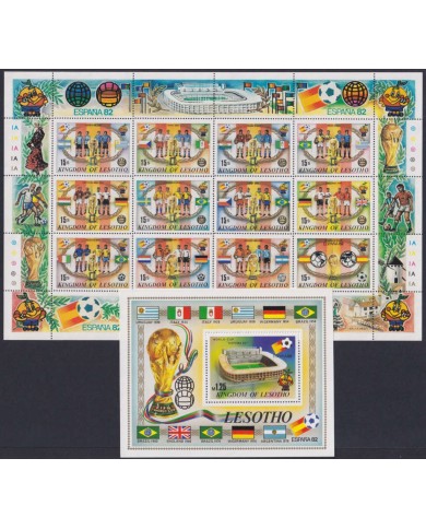 F-EX47261 LESOTHO MNH 1982 SPAIN SOCCER WORLD CUP SHEET.