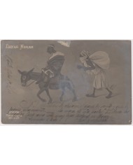 F-EX8571 SPAIN MOROCCO MAROC MELILLA 1915 SATIRIC MUSLIN POSTCARD.