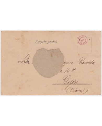 F-EX8571 SPAIN MOROCCO MAROC MELILLA 1915 SATIRIC MUSLIN POSTCARD.