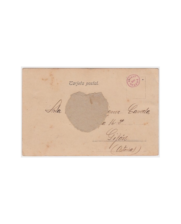 F-EX8571 SPAIN MOROCCO MAROC MELILLA 1915 SATIRIC MUSLIN POSTCARD.