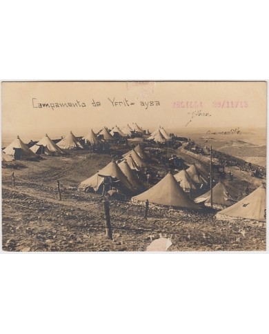 F-EX8568 SPAIN MOROCCO MAROC MELILLA 1915 ORIGINAL PHOTO MILITAR CAMP YFRIT AYSA POSTCARD.