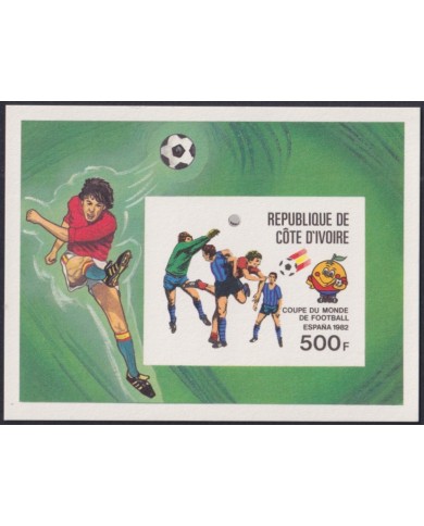 F-EX48944 YVORY COAST MNH 1982 CHAMPIONSHIP SOCCER FOOTBALL IMPERF CARDBOARDO.