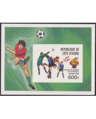 F-EX48944 YVORY COAST MNH 1982 CHAMPIONSHIP SOCCER FOOTBALL IMPERF CARDBOARDO.