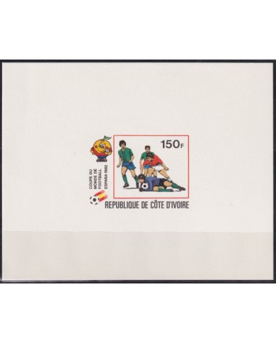 F-EX48945 YVORY COAST MNH 1982 CHAMPIONSHIP SOCCER FOOTBALL IMPERF CARDBOARD SHEET.