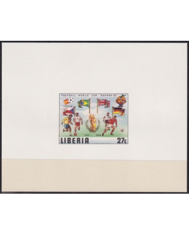 F-EX48946 LIBERIA MNH 1982 WORLD CHAMPIONSHIP SOCCER FOOTBALL IMPERF CARDBOARD.