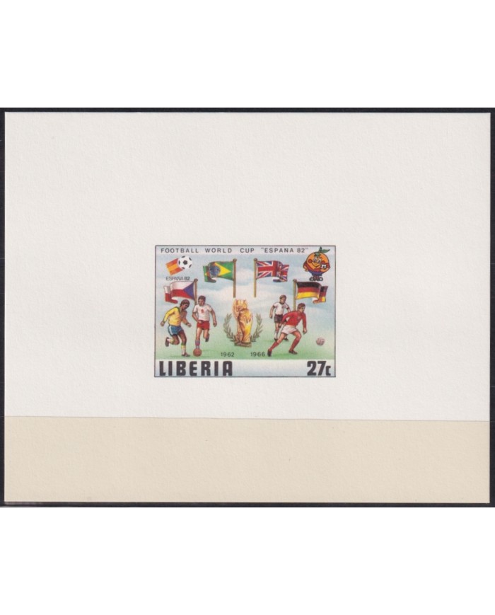 F-EX48946 LIBERIA MNH 1982 WORLD CHAMPIONSHIP SOCCER FOOTBALL IMPERF CARDBOARD.