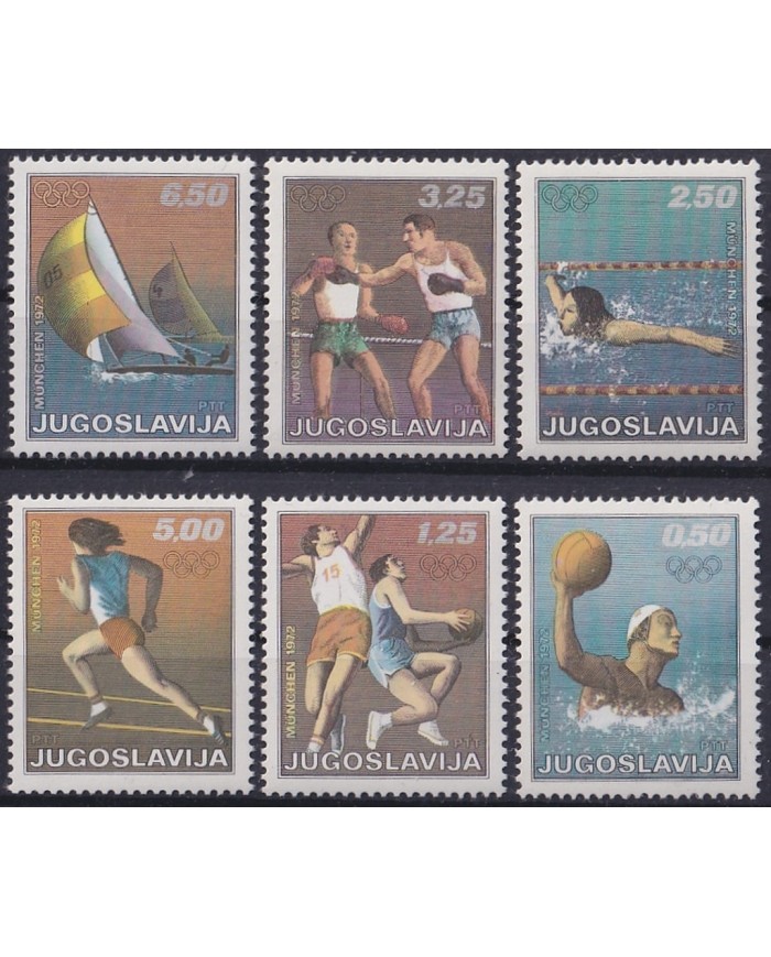F-EX47635 YUGOSLAVIA 1972 MUNICH OLYMPIC GAMES ATHLETISM SOCCER FOOTBALL BICYCLE CYCLE BOXING.