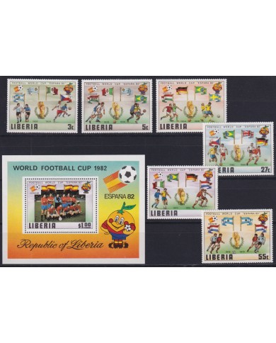 F-EX49111 LIBERIA MNH 1982 WORLD CHAMPIONSHIP SOCCER FOOTBALL SET.
