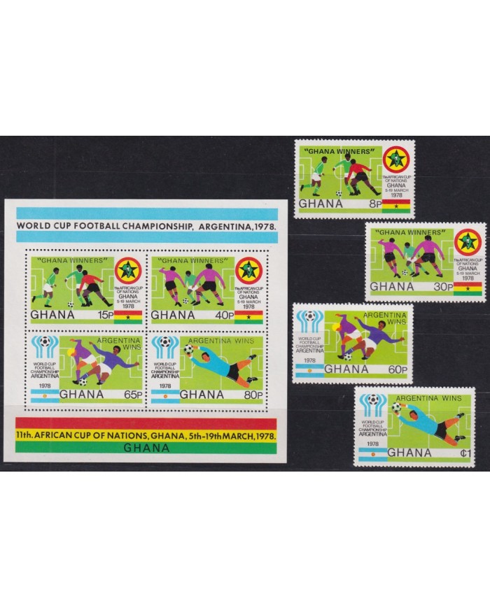 F-EX46823 GHANA MNH 1978 WORLD FOOTBALL SOCCER CHAMPIONSHIP WINNER OVERPRINT.