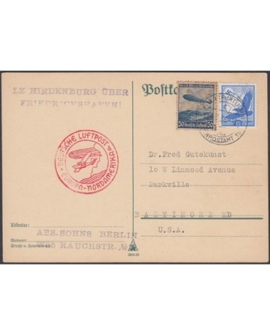 F-EX15248 GERMANY ALEMANIA DEUTSCHLAND ZEPPELIN FLIGHT TO US 1938.