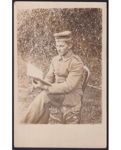 F-EX41248 GERMANY WWI 1916 ORIGINAL SOLDIER PHOTO POSTCARD FELDPOST TO KIEL.