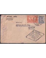F-EX41264 ECUADOR 1936 PHILATELIC EXPO COVER QUITO TO SPAIN CENSORSHIP.
