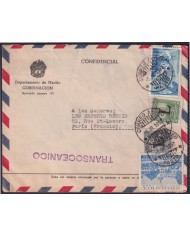 F-EX41404 COLOMBIA 195A OFFICIAL CONFIDENTIAL COVER TO FRANCE TRANSOCEANIC.