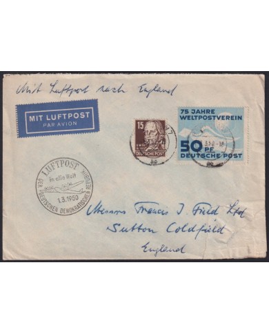 F-EX41409 GERMANY DDR 1950 COVER TO ENGLAND.