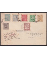 F-EX42468 PARAGUAY 1929 REGISTERED COVER TO SPAIN.