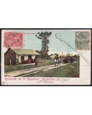 F-EX43099 URUGUAY 1901 POSTCARD TO SPAIN VILLA ENCARNACION ARGENTINA.