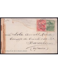 F-EX43100 URUGUAY 1901 POSTCARD TO SPAIN RAILROAD COSQUIN ARGENTINA CORDOBA.
