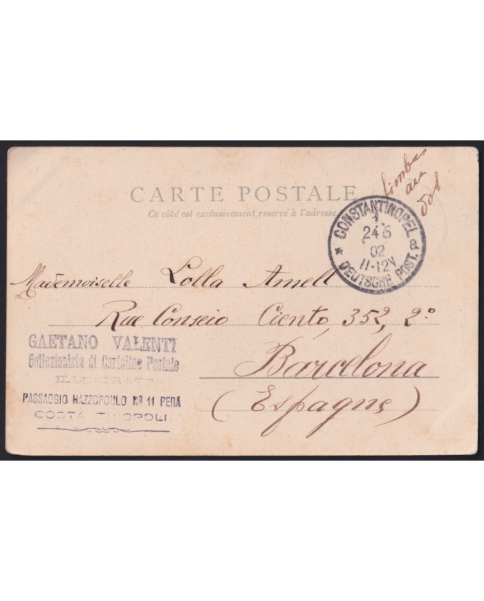 F-EX43102 GERMANY LEVANT TURKEY 1902 CONSTANTINOPLE POSTCARD TO SPAIN BARCELONA.
