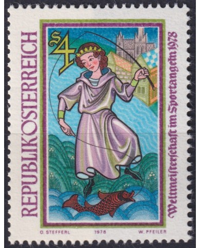 F-EX48268 AUSTRIA MNH 1978 FISHING ART PAINTING.