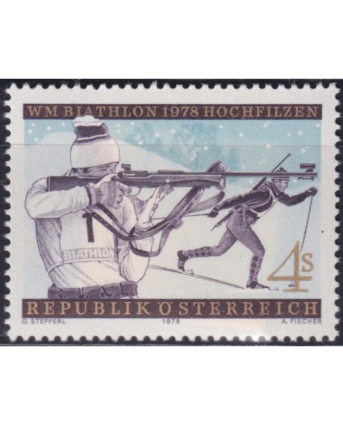 F-EX48272 AUSTRIA MNH 1978 SHUTTING BIATHLON WINTER SPORT SKI.
