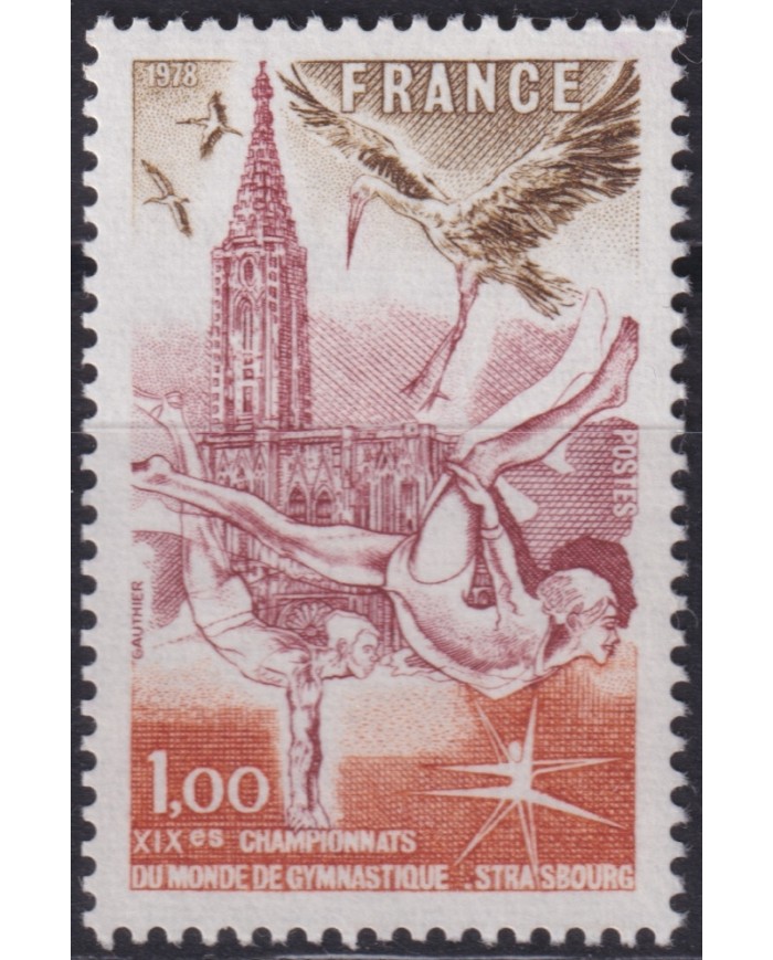F-EX48282 FRANCE MNH 1978 SPORT XIXº WORLD CHAMPIONSHIP GYMNASTICS.