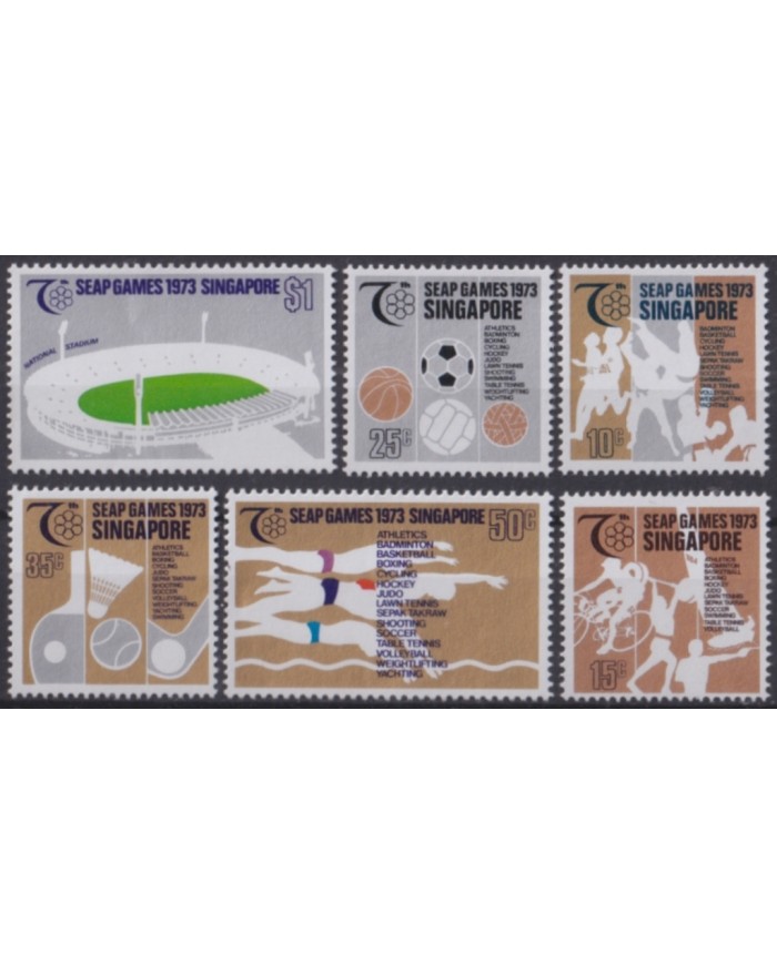F-EX48380 SINGAPORE MNH 1973 SEAP GAMES ATHLETISM CYCLING STADIUM.