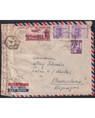 F-EX41236 EGYPT 1957 CENSORSHIP COVER TO SPAIN.