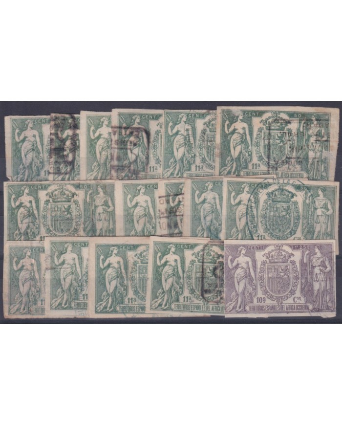 F-EX40720 ESPAÑA SPAIN AFRICA OCCIDENTAL REVENUE STAMPS LOT.
