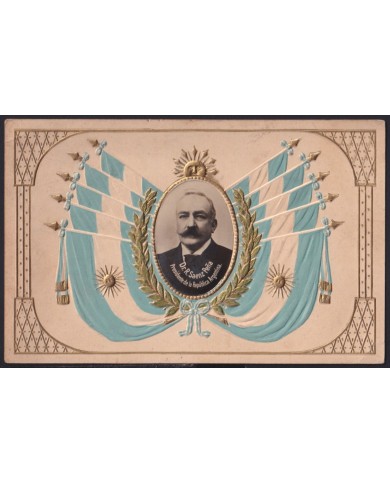 F-EX41399 ARGENTINA 1913 POSTCARD PRESIDENT SAENZ PEÑA TO GERMANY.