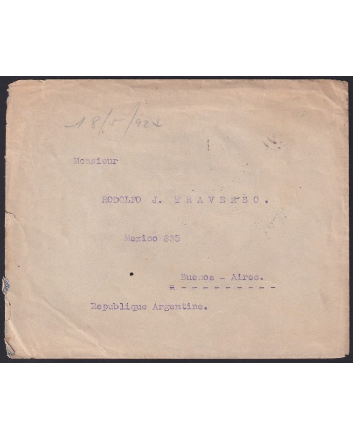 F-EX41406 GREECE 1924 LORD BYRON COVER TO ARGENINA.