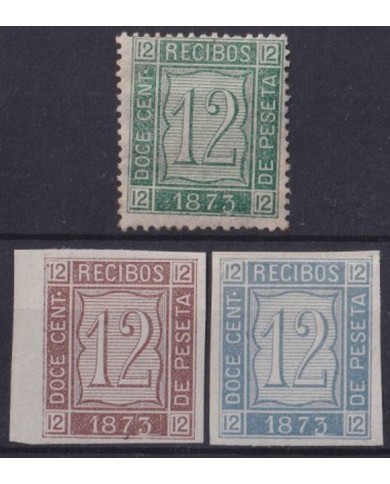 F-EX41653 ESPAÑA SPAIN 1875 RECIBOS PROOF REVENUE STAMPS LOT.