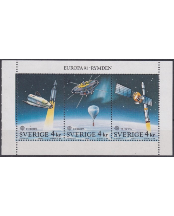 F-EX48214 SWEDEN MNH 1991 EUROPA CEPT SPACE SATELLITE ROCKET.