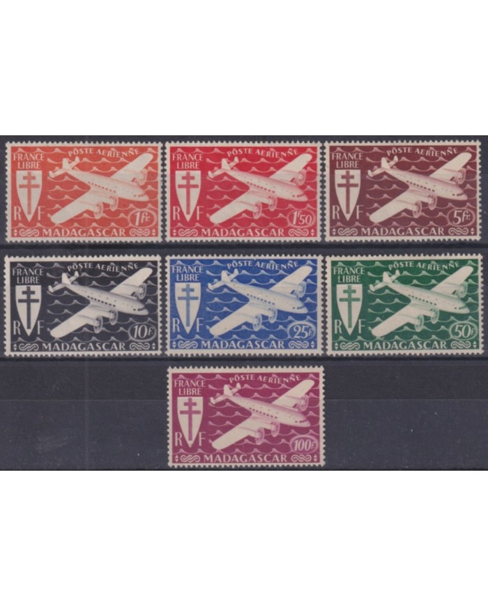 F-EX49285 MADAGASCAR FRANCE COLONIES 1943 AIRMAIL AVION AIRPLANE.