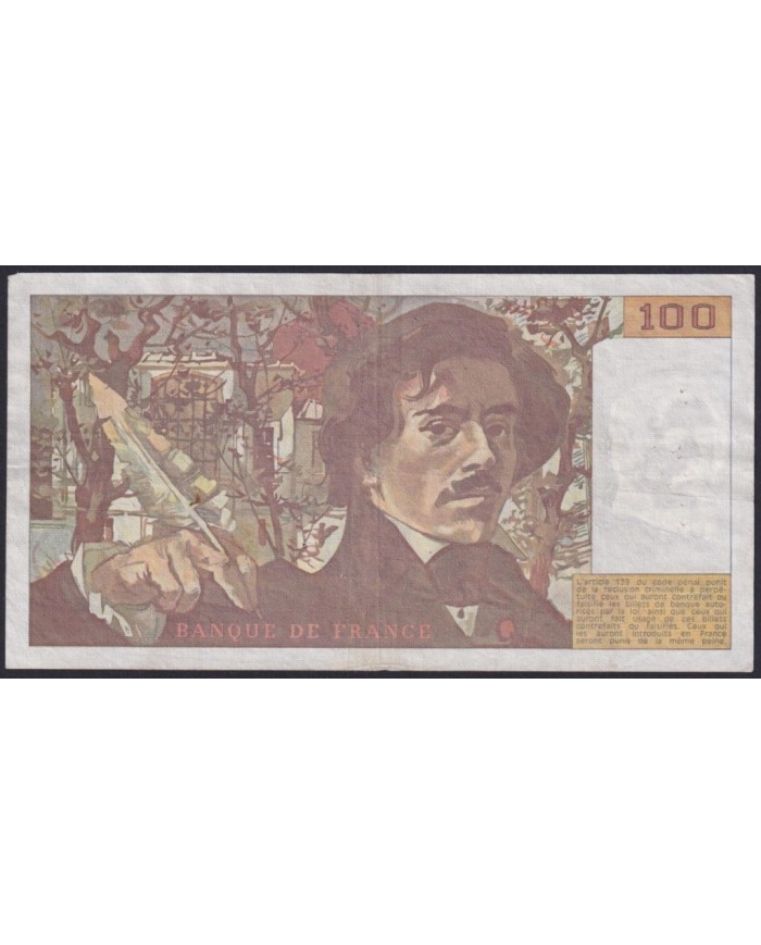 F-EX1569 FRANCE FRANCIA FRANCIA 1984 BANKNOTE 100fr. EUGENE DELACROIX VF PLUS.
