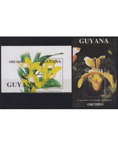 F-EX49222 GUYANA MNH 1991 700th SWITZERLAND FEDERATION FLOWER ORCHID ORQUIDEAS FLORES.