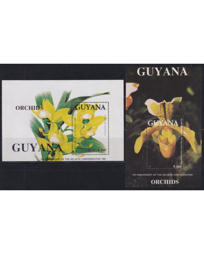 F-EX49222 GUYANA MNH 1991 700th SWITZERLAND FEDERATION FLOWER ORCHID ORQUIDEAS FLORES.