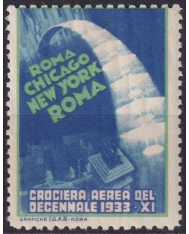 F-EX49546 ITALY ITALIA CINDERELLA 1933 TRANS-ATLANTIC TRIP FLIGHT ROMA CHICAGO AVIATION AIRPLANE.