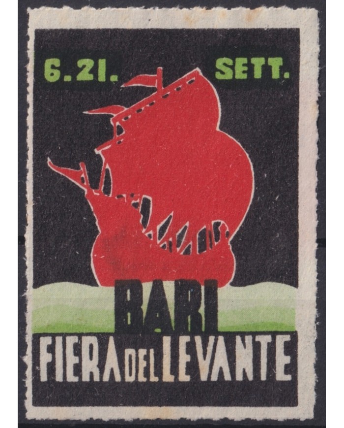 F-EX17739 ITALY CINDERELLA 1929 LEVANT FAIR SHIP BARI EXPO 4x5.7 cm NO GUM.