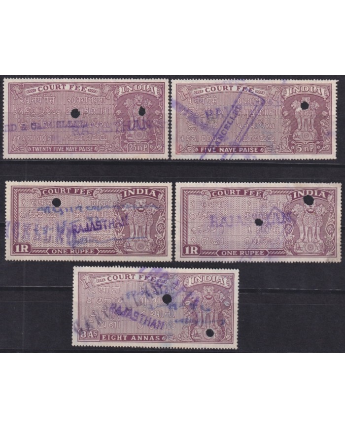 F-EX49730 INDIA LOCAL REVENUE TAX. RAJASTHAN OVERPRINT TIPO VII.