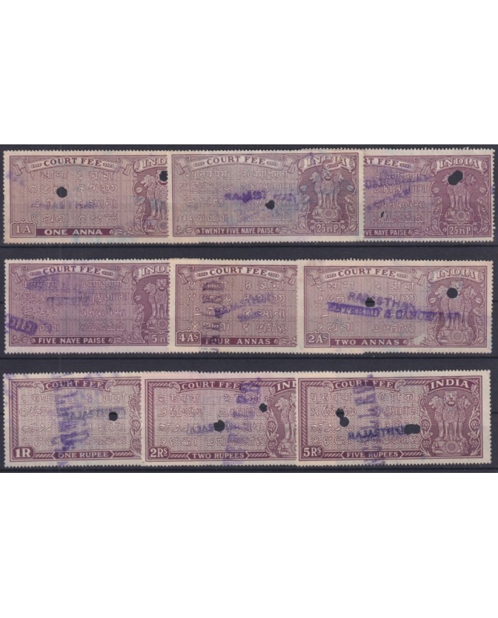 F-EX49346 INDIA LOCAL REVENUE TAX. RAJASTHAN OVERPRINT TIPO VIII.