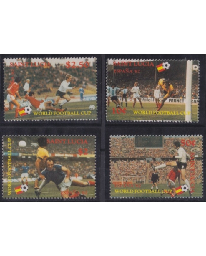 F-EX49498 ST LUCIA MNH 1982 CHAMPIONSHIP SOCCER FOOTBALL SET.