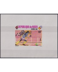 F-EX49500 NIGER MNH 1981 CHAMPIONSHIP SOCCER FOOTBALL IMPERFORATED SHEET PROOF.