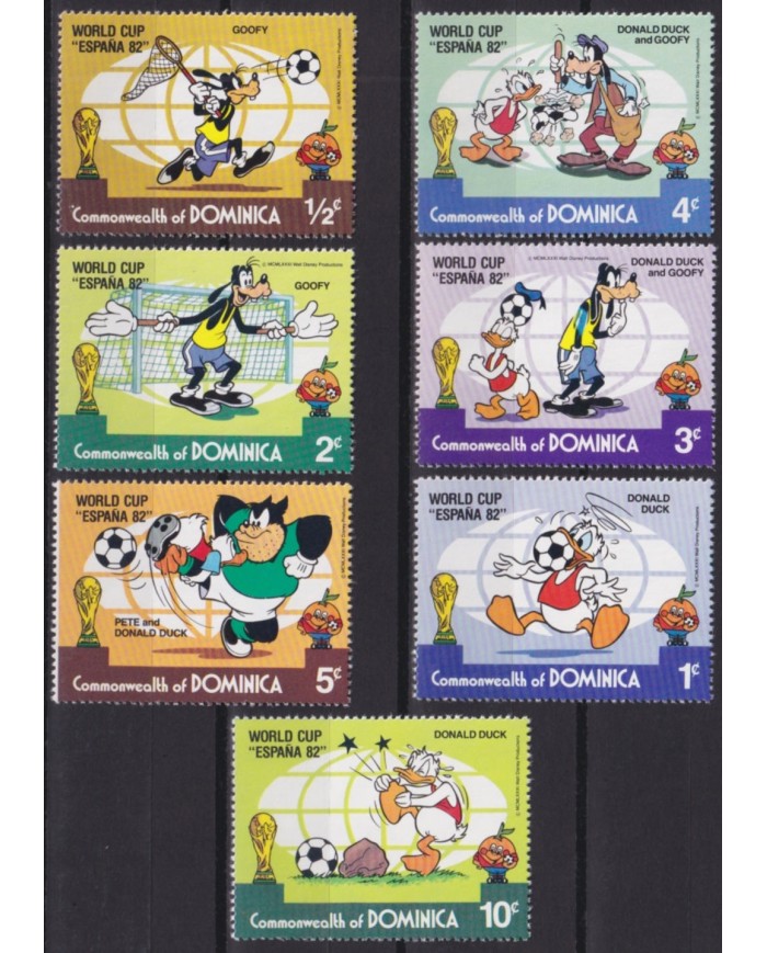 F-EX49512 DOMINICA MNH 1982 WORLD SOCCER FOOTBALL CUP DISNEY DONALD MICKEY MOUSE.