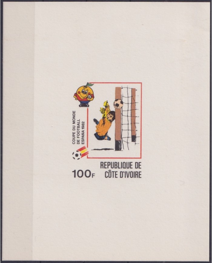 F-EX49521 IVORY COAST MNH 1982 CHAMPIONSHIP SOCCER FOOTBALL IMPERF SHEET PROOF.