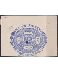 F-EX33796 INDIA REVENUE SEALLED PAPER CUT FEUDATARY STATE OF JAIPUR.