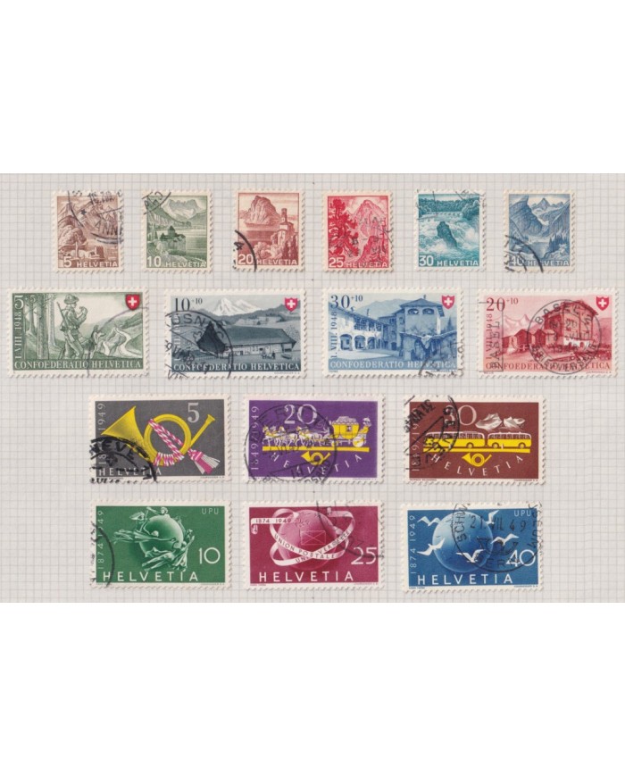 F-EX37589 SWITZERLAND HELVETIA STAMPS COLLECTION LOT USED.