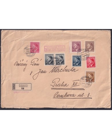 F-EX32641 GERMANY OCCUPATION BOHEME MORAVIA REGISTED COVER CZECHOSLOVAKIA.