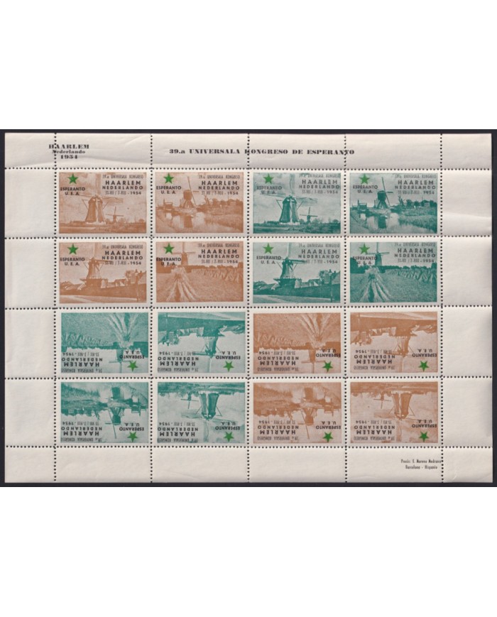F-EX44056 NETHERLAND NEDERLAND HOLLAND 1954 TETE BECHE CINDERELLA ESPERANTO.