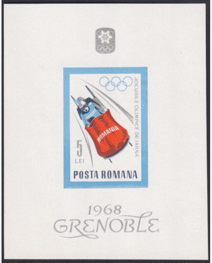 F-EX49268 RUMANIA MNH 1968 GRENOBLE OLYMPIC GAMES WINTER SKI SKATING GYMNASTICS.